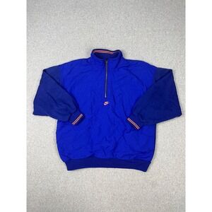 Vtg Nike Windbreaker Pullover Adult  L Blue 1/2 Zip 80s 90s Center Swoosh Lined